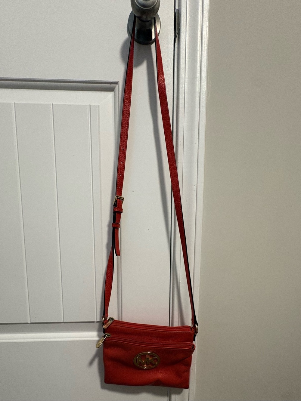 Orange Crossbody Leather Shoulder Bag - Michael Kors